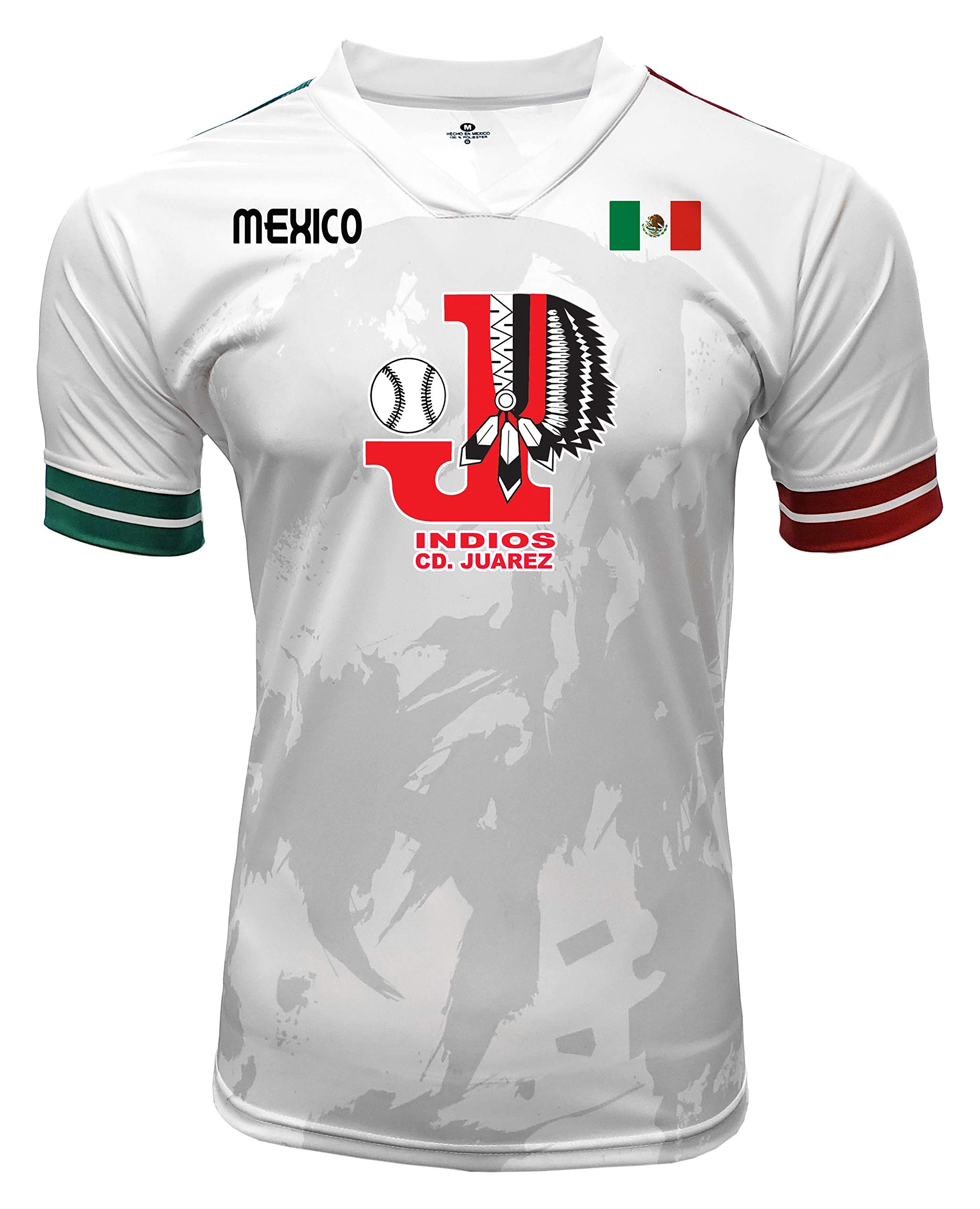 Jersey Mexico Indios de Ciudad Juarez 100% Polyester White/Grey_Made in Mexico (XX-Large)
