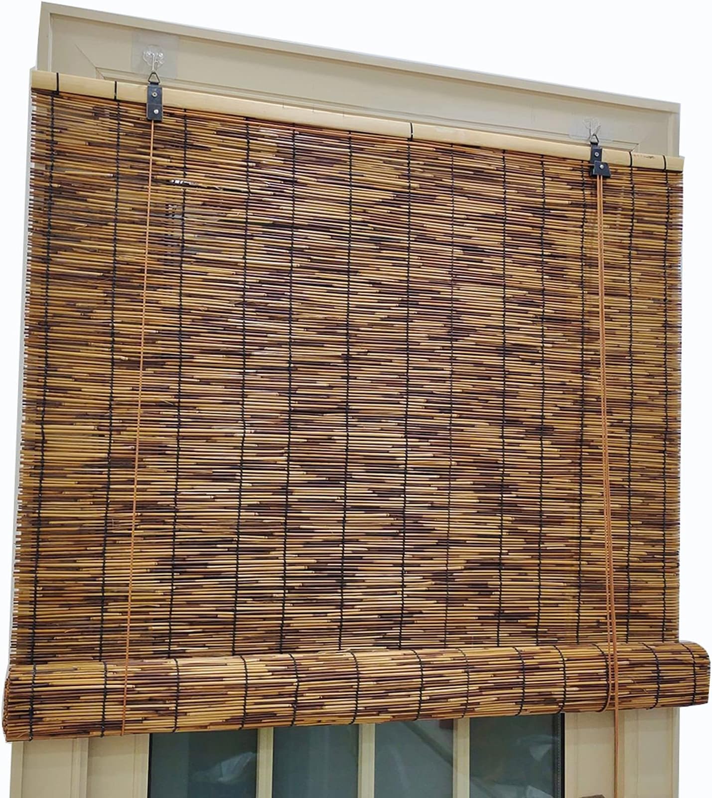 Natural Reed Roller Blind Vintage Roman Reed Curtain,Privacy Window Louver Partition Sun Shade,Outdoor Indoor Furniture Decoration,With lifter,Hand-Woven,Easy Install,Customize (91x100cm/36Xx39in)