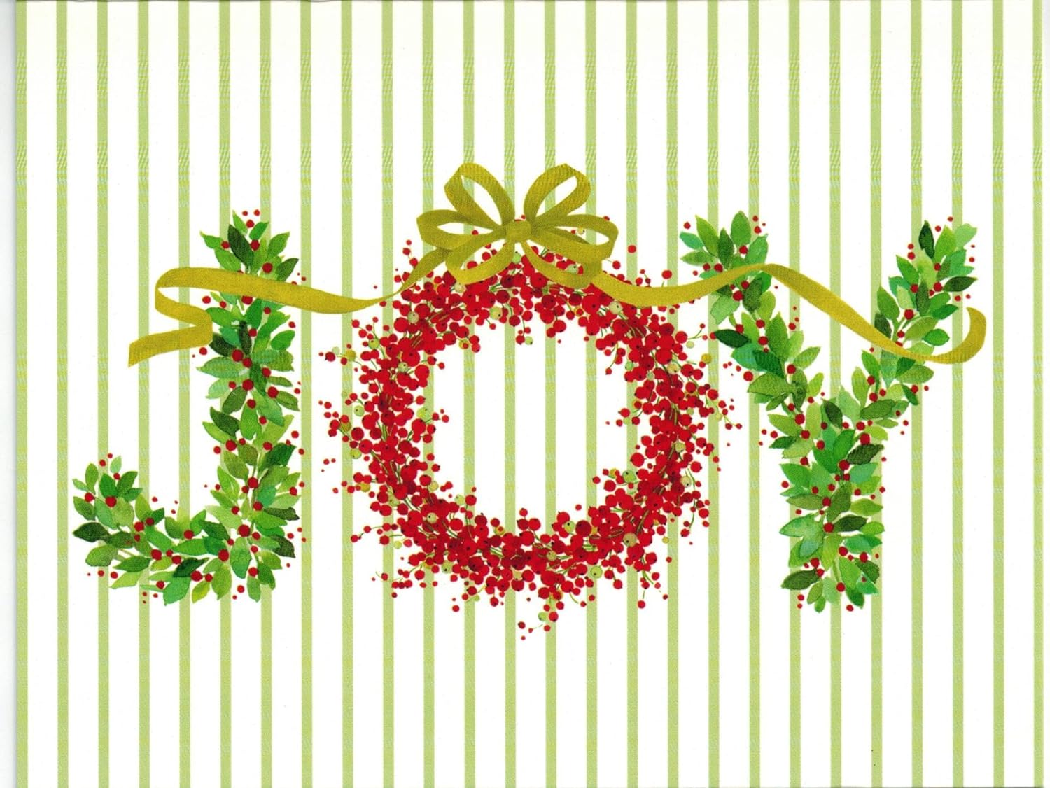 Caspari Botanical Joy with Gold Ribbon Boxed Christmas Cards 16 Cards and Envelopes