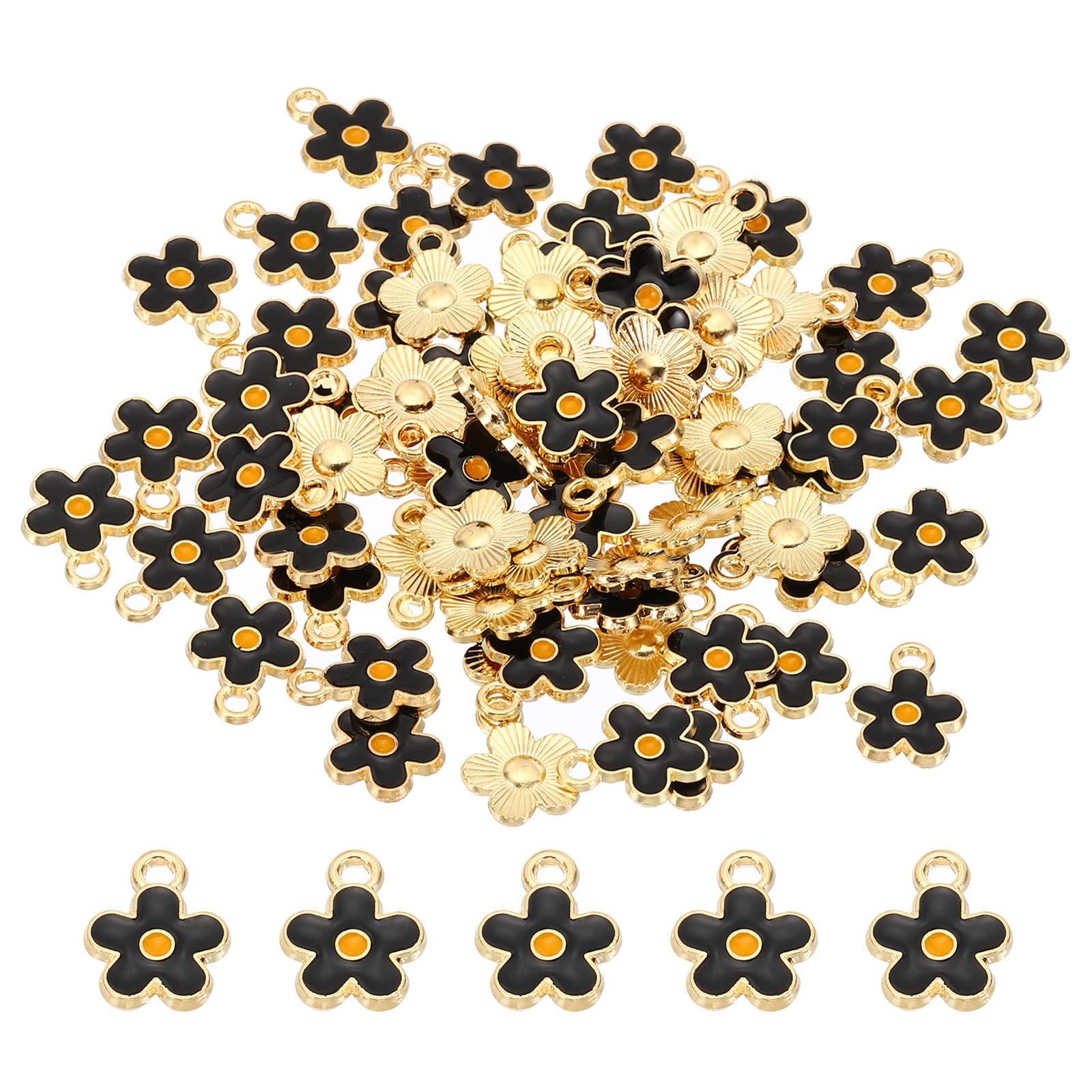 PATIKIL 70pcs Flower Charm, Flower Bracelet Charm Pendants Resin Glitters for Jewelry Making Bracelets Earrings Necklaces