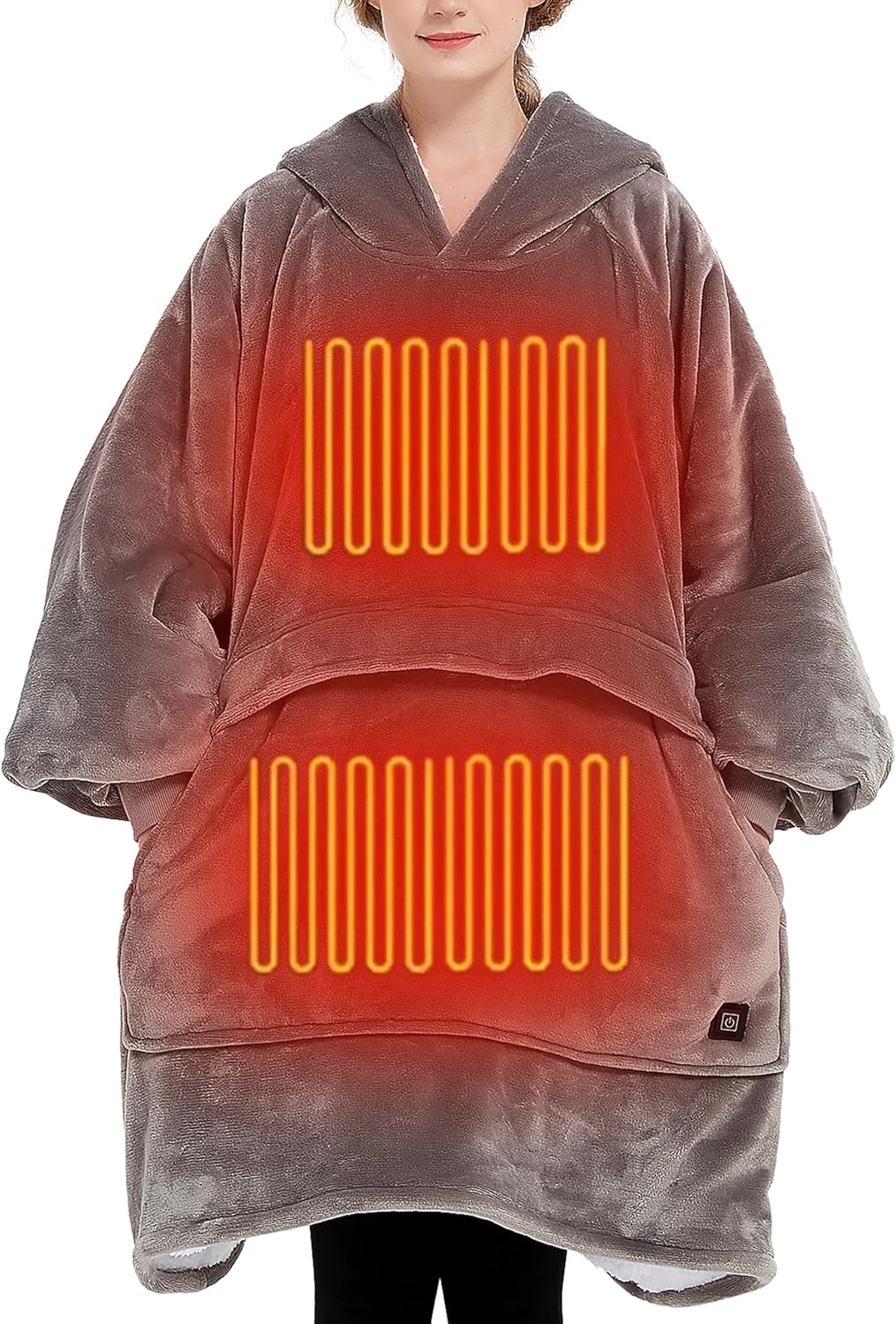 KFUBUO Heated Electric Wearable Blanket Throw Battery Operated Portable USB Cordless Outdoor Hoodie Sweatshirt Snuggie Heated Blanket Gray