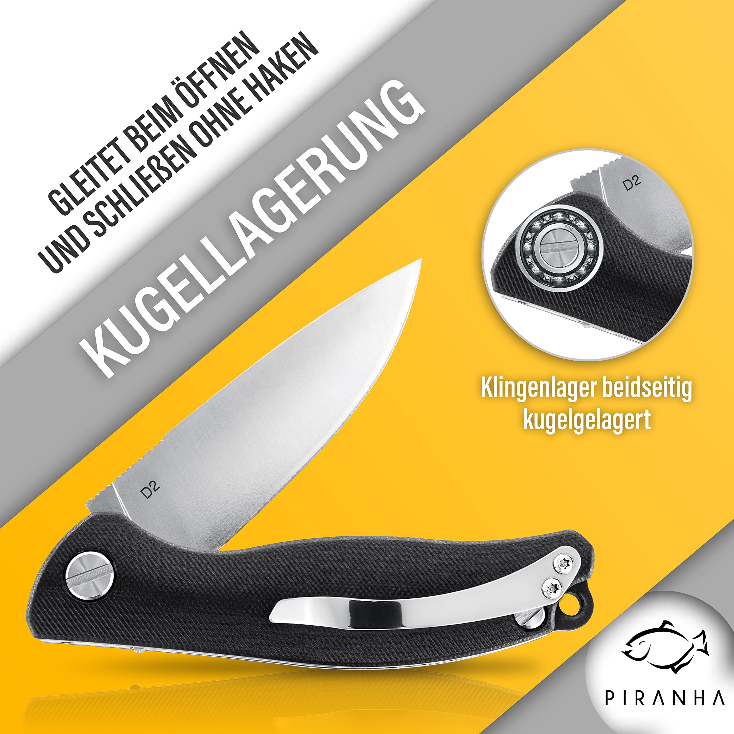 Kubey KU203 Couteau pliant Couteau de Poche avec Lame en Acier D2 et