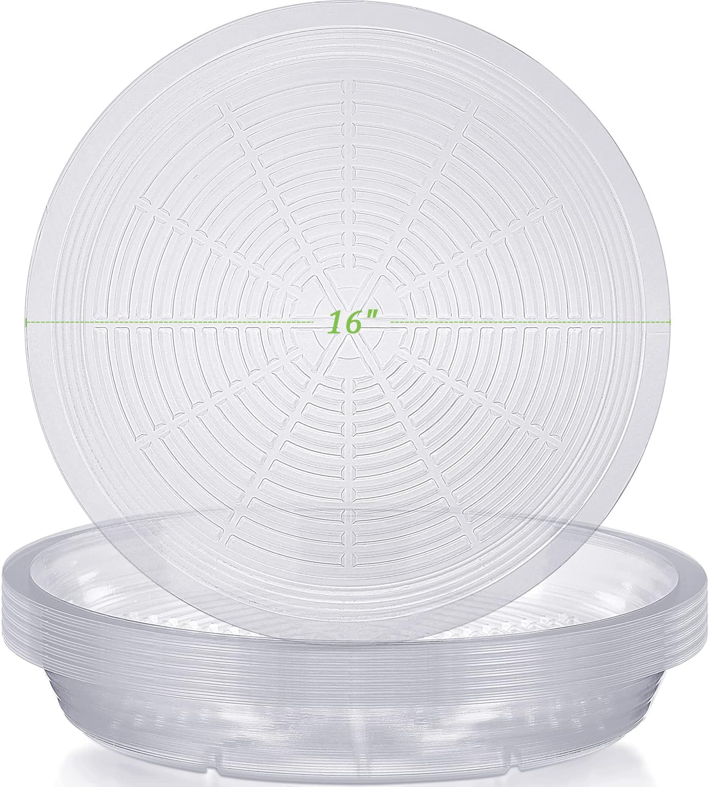 Shellwei 18 Pack 16 18 20 Plastic Plant Saucers Extra Large Clear Flower Pot Drip Trays Plant Drip Trays Plant Drainage Tray Plant Saucer Trays for Indoors Outdoors(16 Inch)