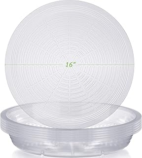 18 Pack 16" 18" 20" Plastic Plant Saucers Extra Large Clear Flower Pot Drip Trays Plant Drip Trays Plant Drainage Tray Plant Saucer Trays for Indoors Outdoors (16 Inch)