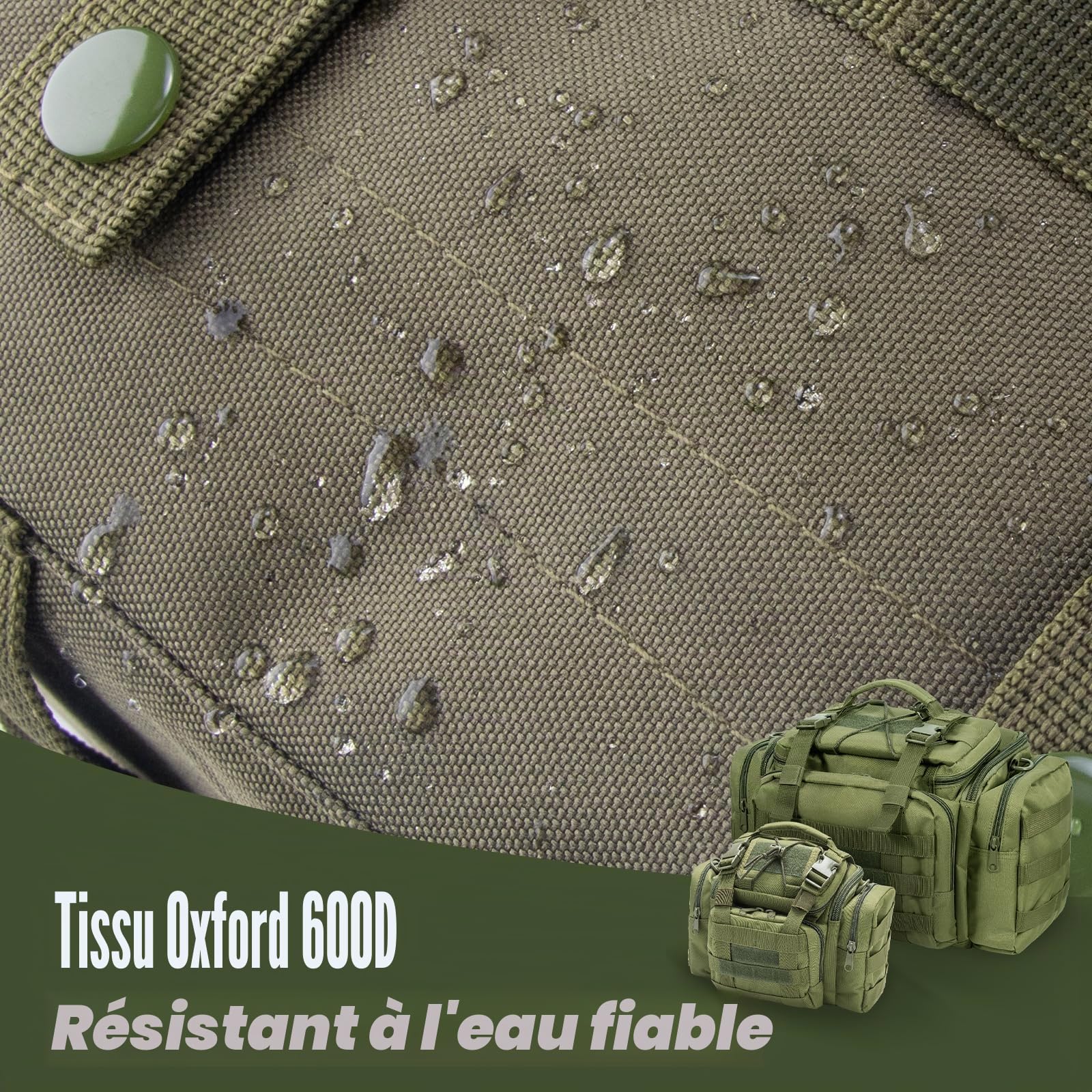 Dr.Fish Sac de Pêche pour Le Rangement, Grand Fourre-Tout Multi-Poches, Résistant à l'eau pour Pêche, la Randonnée, la Chasse, Le Camping, Les Voyages