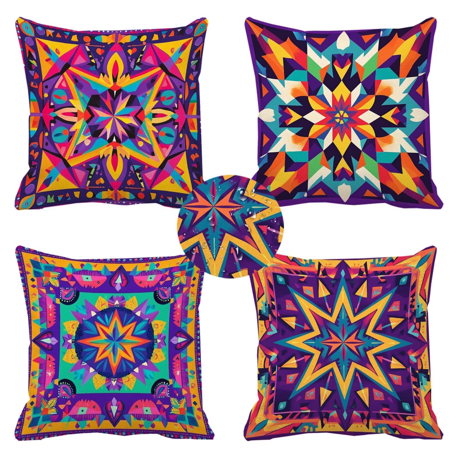 Taie oreiller 60x60 imperméable en lin violet k-609 contre l'humidité du salon et jardin