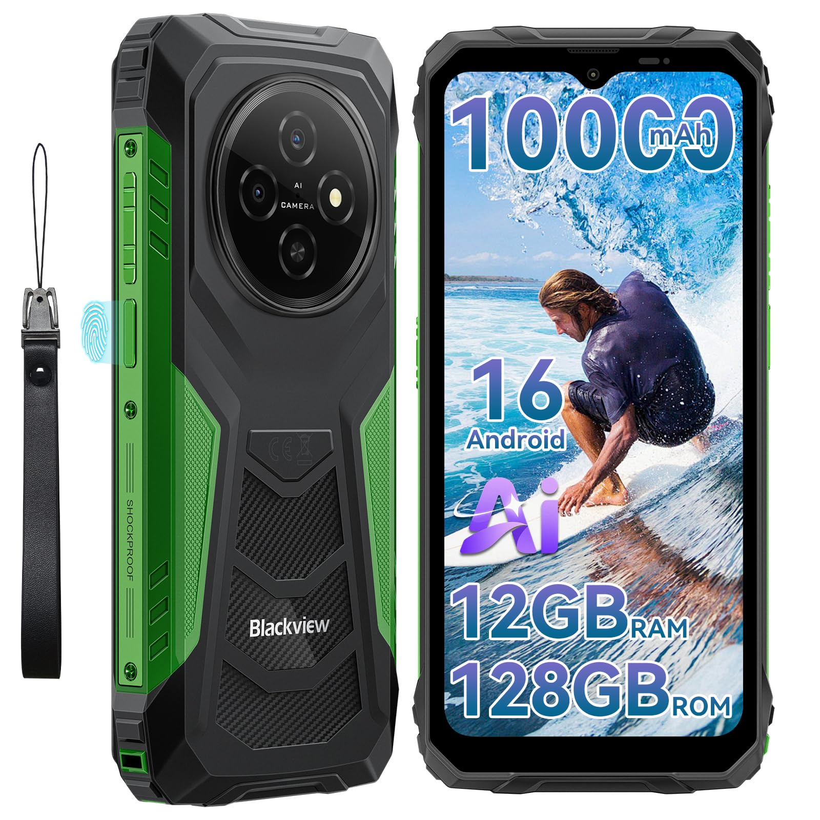 Amazon.com: Blackview Rugged Phone Android 16, 10000mAh Battery