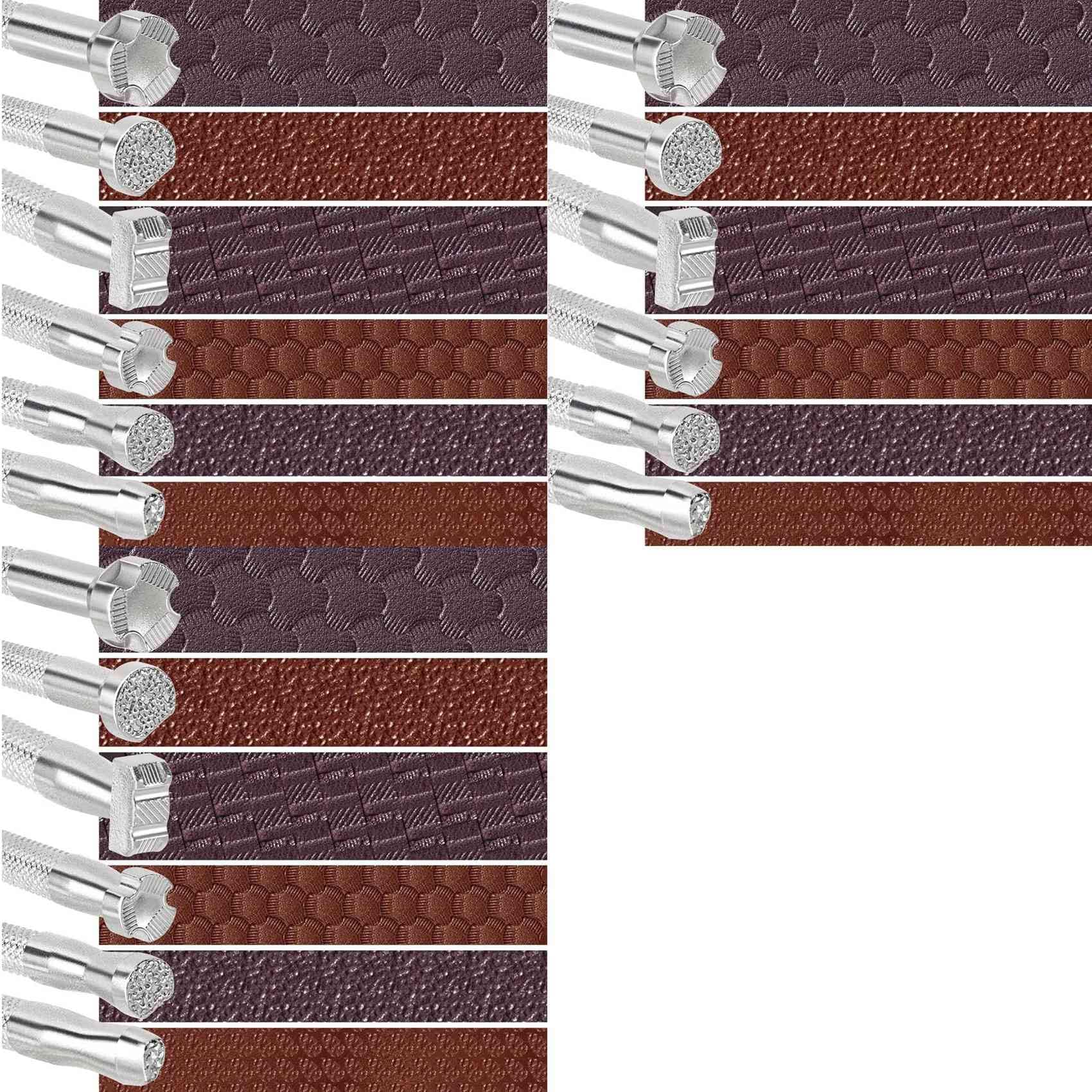 Ctrlzs Silver 18Pcs Leather Stamp, Alloy Steel Leather Carving Stamping Punching Tools For Leather Craft Design Working