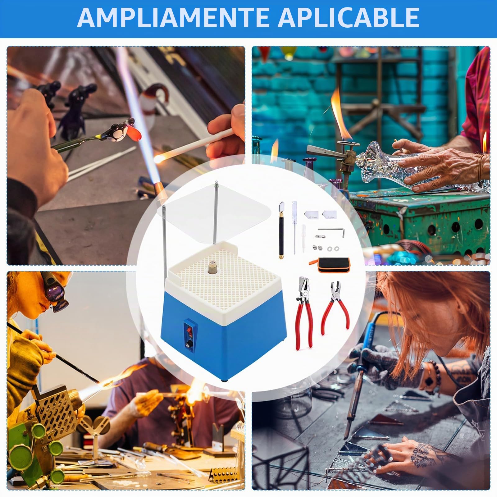 Amoladora De Vidrio, Molinillo PortáTil De 65 W Y 4200 Rpm Con Deflector Portaherramientas Y Juego De 8 Herramientas Para Cortar Vidrio Para CeráMica JoyeríA Y Vitrales