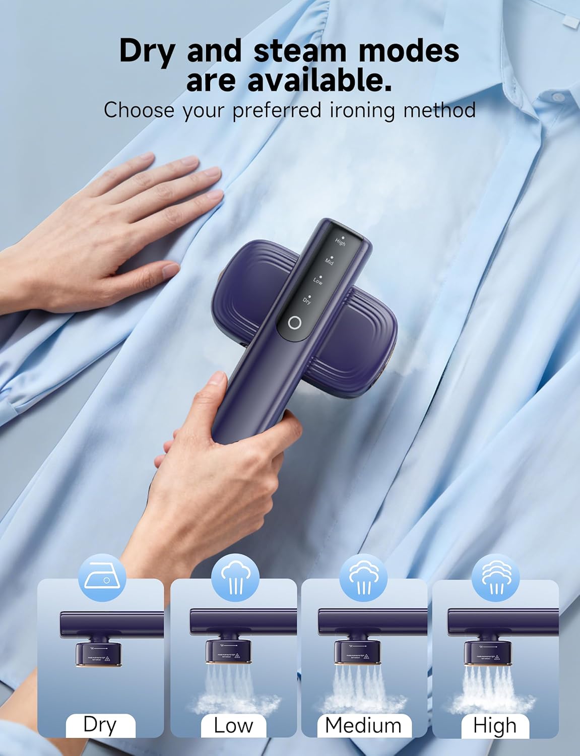 Steamer for Clothes,1200W Powerful Portable Steamer Iron,15s Fast Heat-up,100ml Tank,20 Min Continuous Steam, Wrinkle Remover for Travel, Home, Office(Blue)