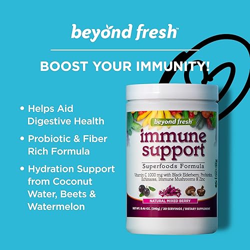 Miniatura 4 de Beyond Fresh Immune Support, fórmula de superalimentos, potentes antioxidantes, sabor natural de bayas mixtas, 8.46 onzas
