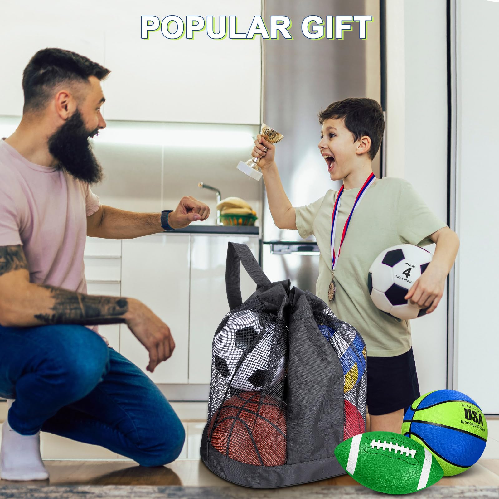 Realspring 6-teiliges Multi-Sportball-Set für Kinder, Teenager, offizielle Größe, Fußball, Basketball, Fußball, Volleyball, Spielplatzball, Baseball mit Sportausrüstungstasche, Pumpe