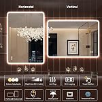 28"x20" LED-Bathroom-Mirror-with-Lights, Wall-Mounted, Anti-Fog, 3 Color Temperature, Dimmable Brightness, Waterproof, Tempered Glass, Frontlit & Backlit