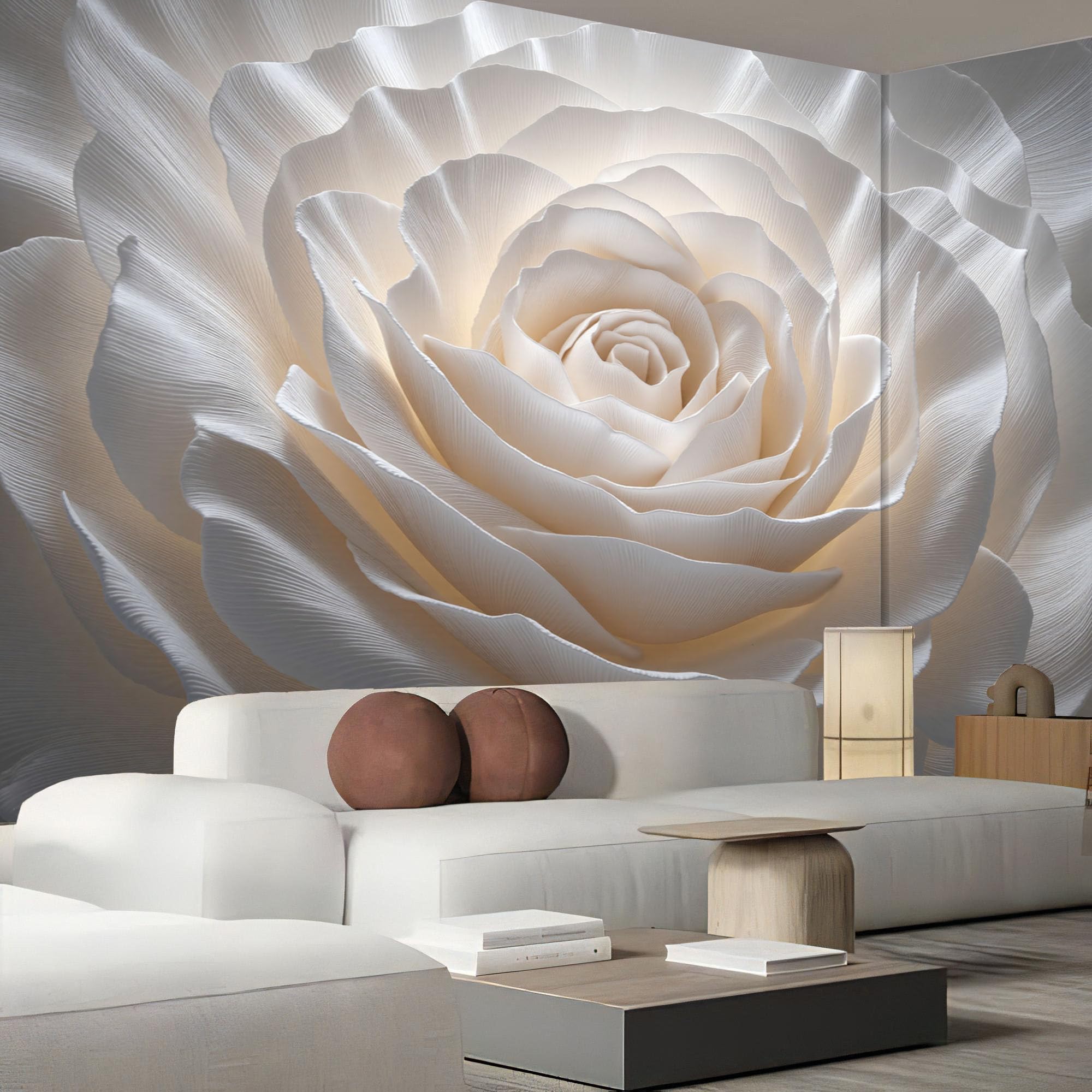 Papier peint floral rose en relief pour créer un salon élégant et un coin nuit cocooning