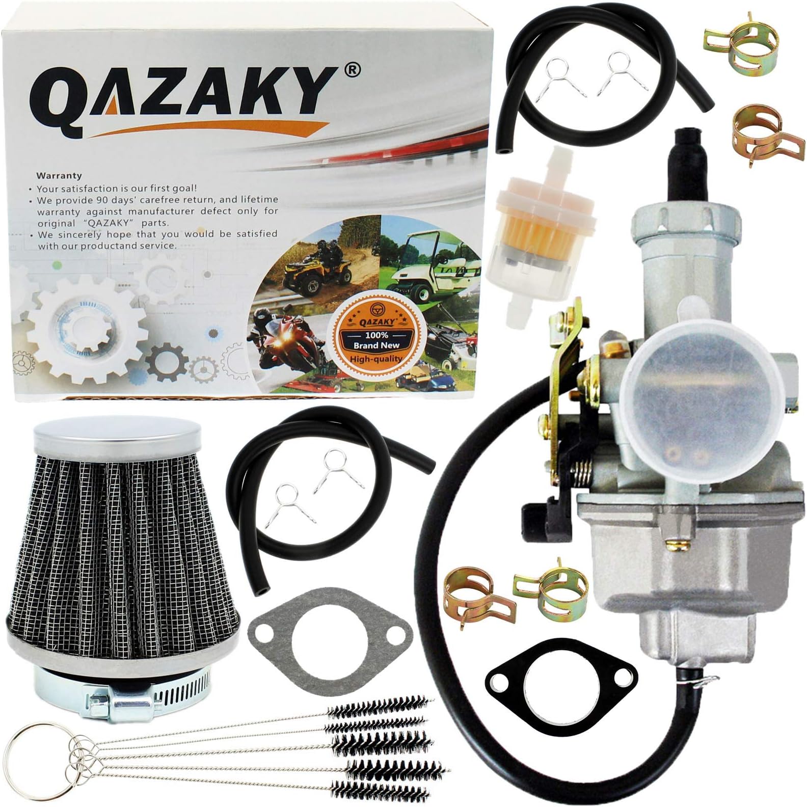 QAZAKYAir filter + PZ27 Carburetor Carb Cable Choke 27mm for 4-stroke CG 125cc 150cc 200cc 250cc ATV Go Kart Dirt Bike Taotao Sunl Buyang Coolsport Lifan Kazuma Zongshen Chinese