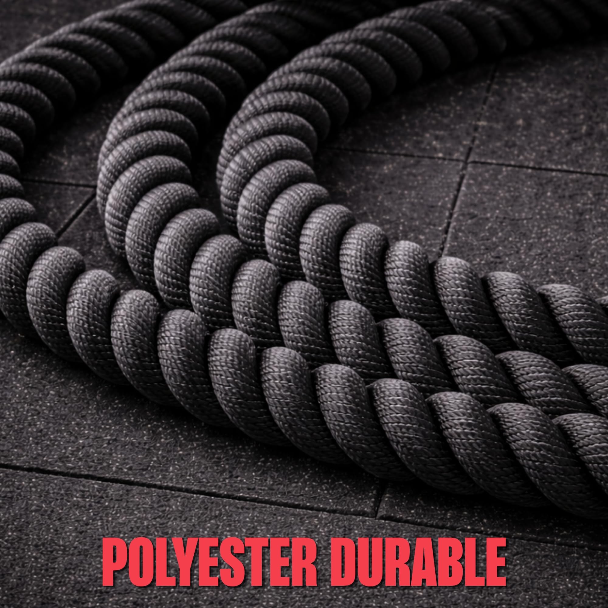 MATCHU - Corde Ondulatoire - 9M x 38MM - Polyester Tissé - 8KG - Noir