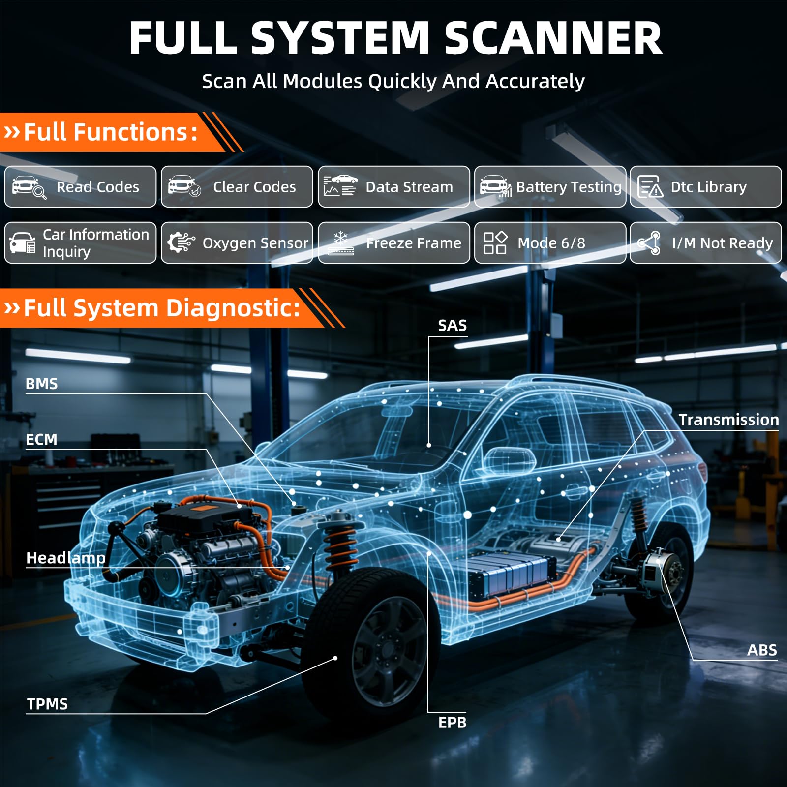 OBD2 Auto Diagnostica, Diagnostico OBD2 Italiano Errore Motore Auto OBDII EOBD Diagnosi Test Batteria ed Emissioni I/M Readiness Auto con Funzioni-OBD2, 13 Lingue Supportate Per tutti i Veicoli OBDII