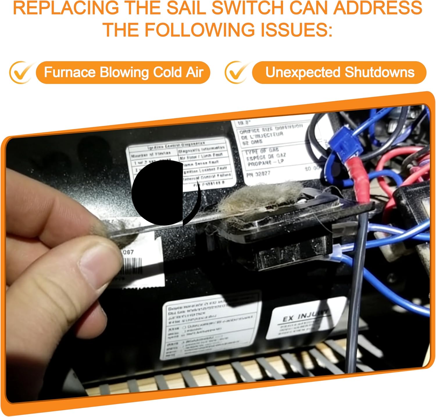 36680 Sail Switch Replacement for Atwood RV Furnace - Low Air Flow Safety Switch 36133, 31377 -Black