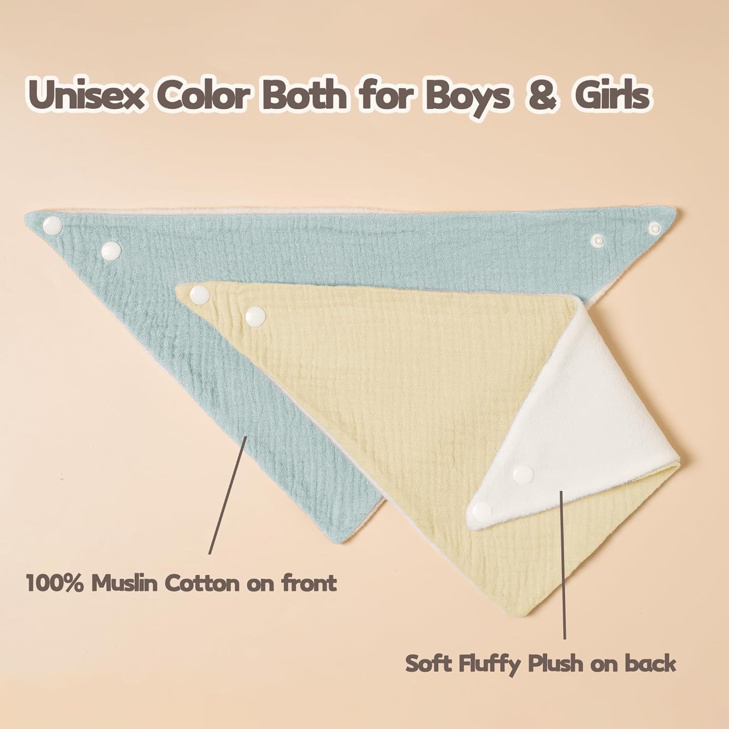 Susurration Muslin Baby Drool Bibs 10Pack Soft Triangular Adjustable Bandana Bibs for Unisex Baby Girls & Boys - Image 6