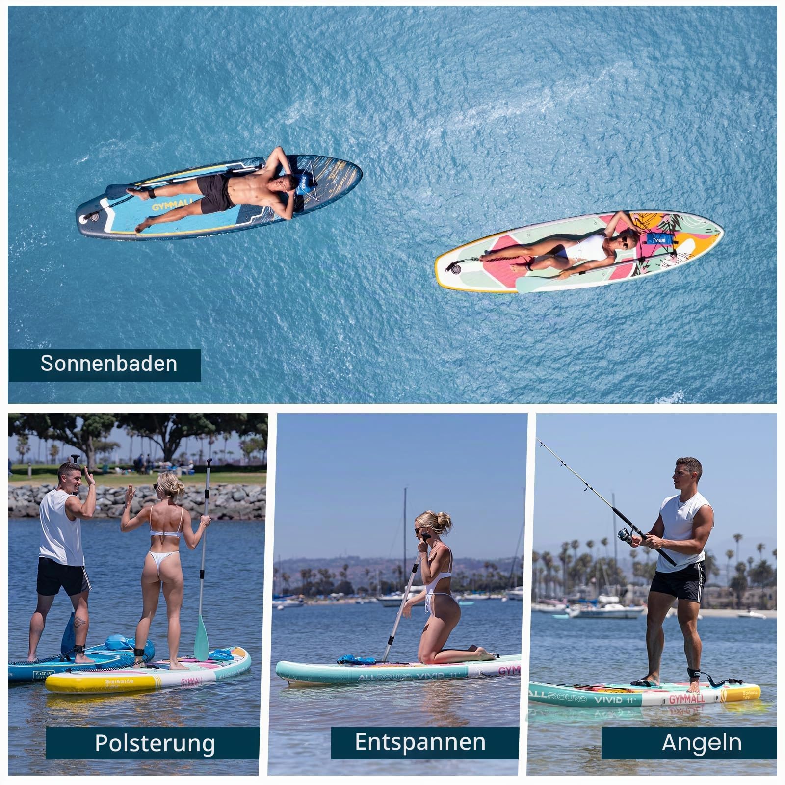 Stand Up Paddling Board, Aufblasbares Sup Board für Erwachsene und Jugendliche aller Könnensebenen, Blow Up Paddleboards mit breitem, rutschfestem Deck, Premium Zubehör und Aufbewahrungstasche