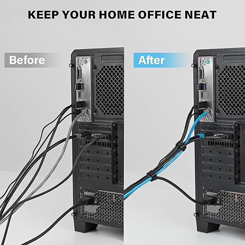 Miniatura 5 de Rollo de gancho y bucle de 48 pies x 12 pulgadas, bridas de sujeción reutilizables, correas de cables multiusos para organizar el hogar, la oficina