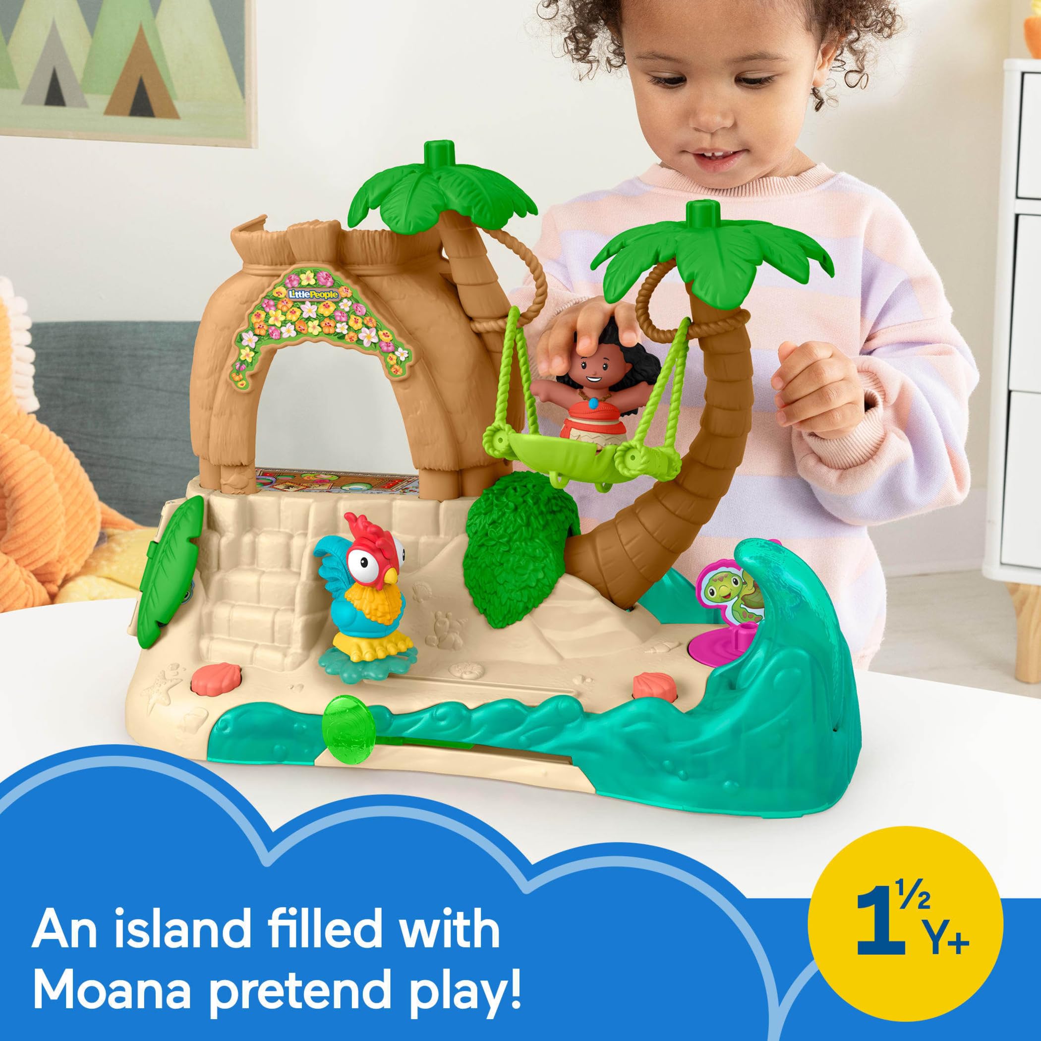Fisher-Price Little People JGP44 giocattolo per bambini Disney Principessa Vaiana Adventure Village Set da gioco con personaggi per giochi di ruolo, bambini dai 18 mesi in su