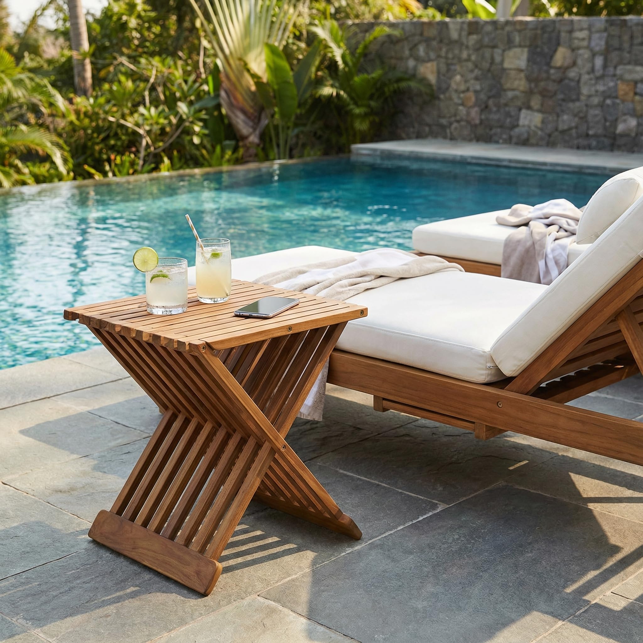 Amazon.com: Bare Decor Rocco Folding Stool in Solid Teak Wood