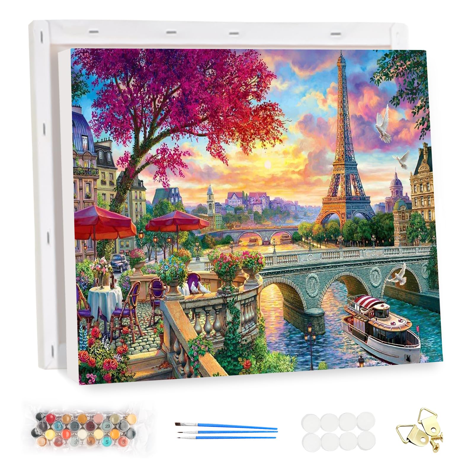MEIYUDA Verf-op-Nummer Set – Met Frame, Straatbeeld, 30x40 Cm, Inclusief Acrylverf En Penselen, Voor Beginners