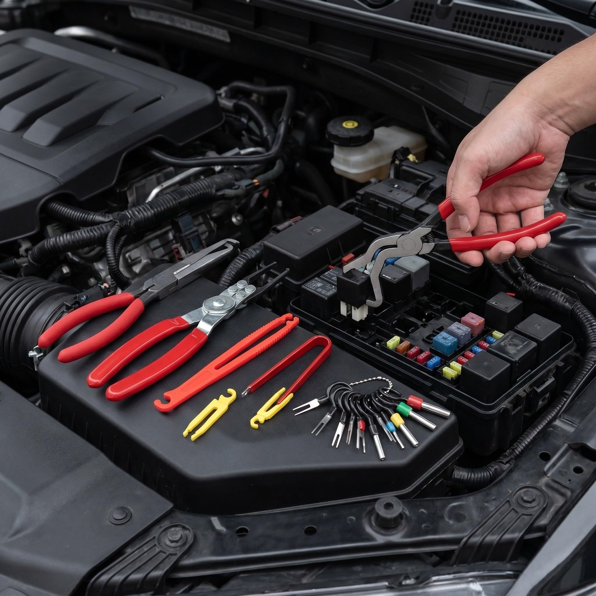 Generic Pinza per Estrazione Relè e Auto in Metallo Ampia Compatibilità e Protezione Dall’usura per Manutenzione Elettrica e Riparazione Auto