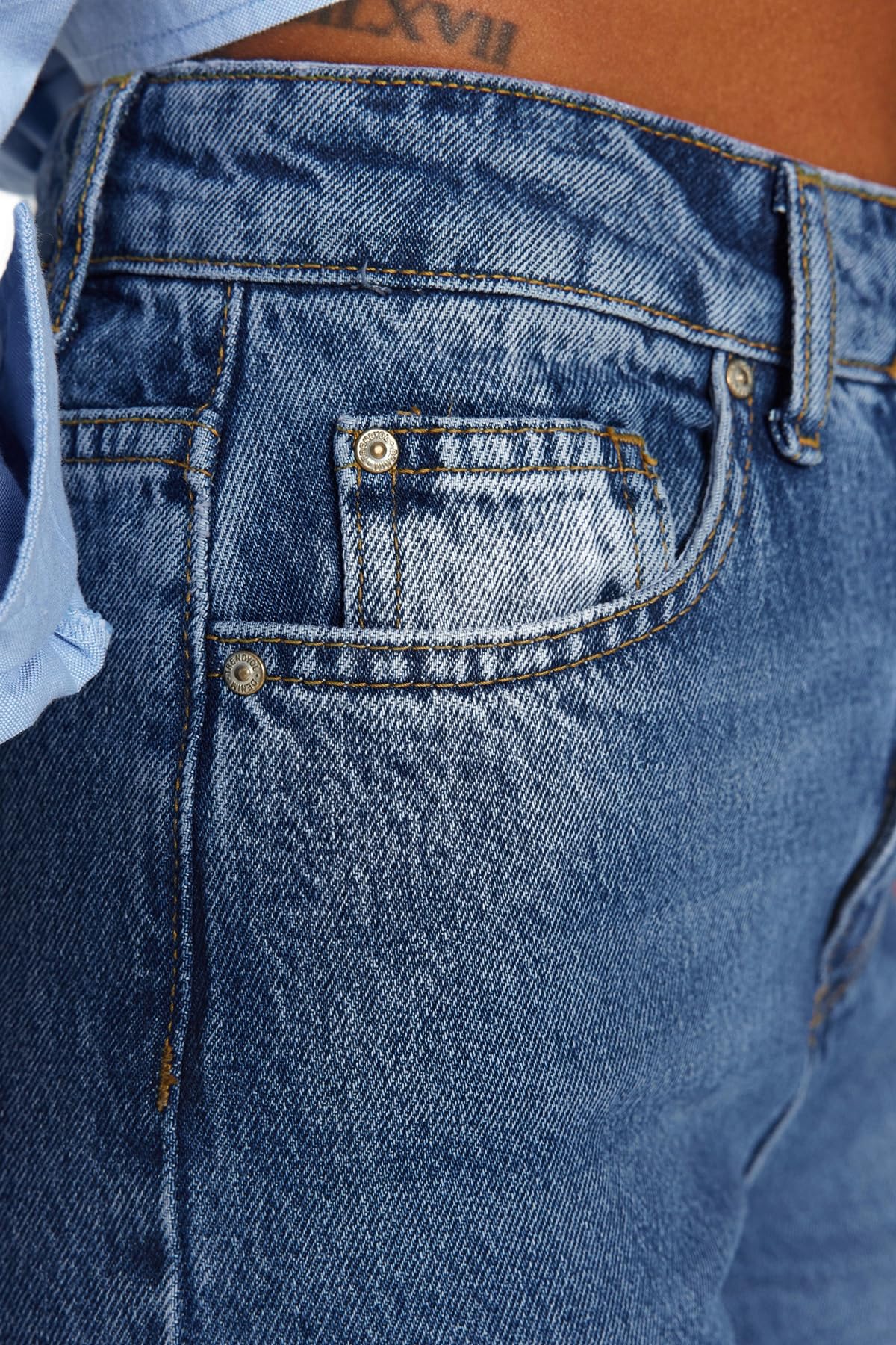 Trendyol - Dark Blue High Waist Mom Jeans Twoaw24je00076, Jeans Donna