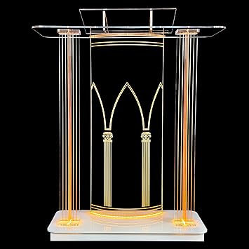 46.5 "كبير واضح الاكريليك المنصة مع 4 عجلات، 10 MM منبر زجاج شبكي للكنائس مع ضوء LED، Pulpitos بارا إغليسياس مع رف التخزين، موقف منبر الكنيسة لمدرسة مكتب مع عجلات