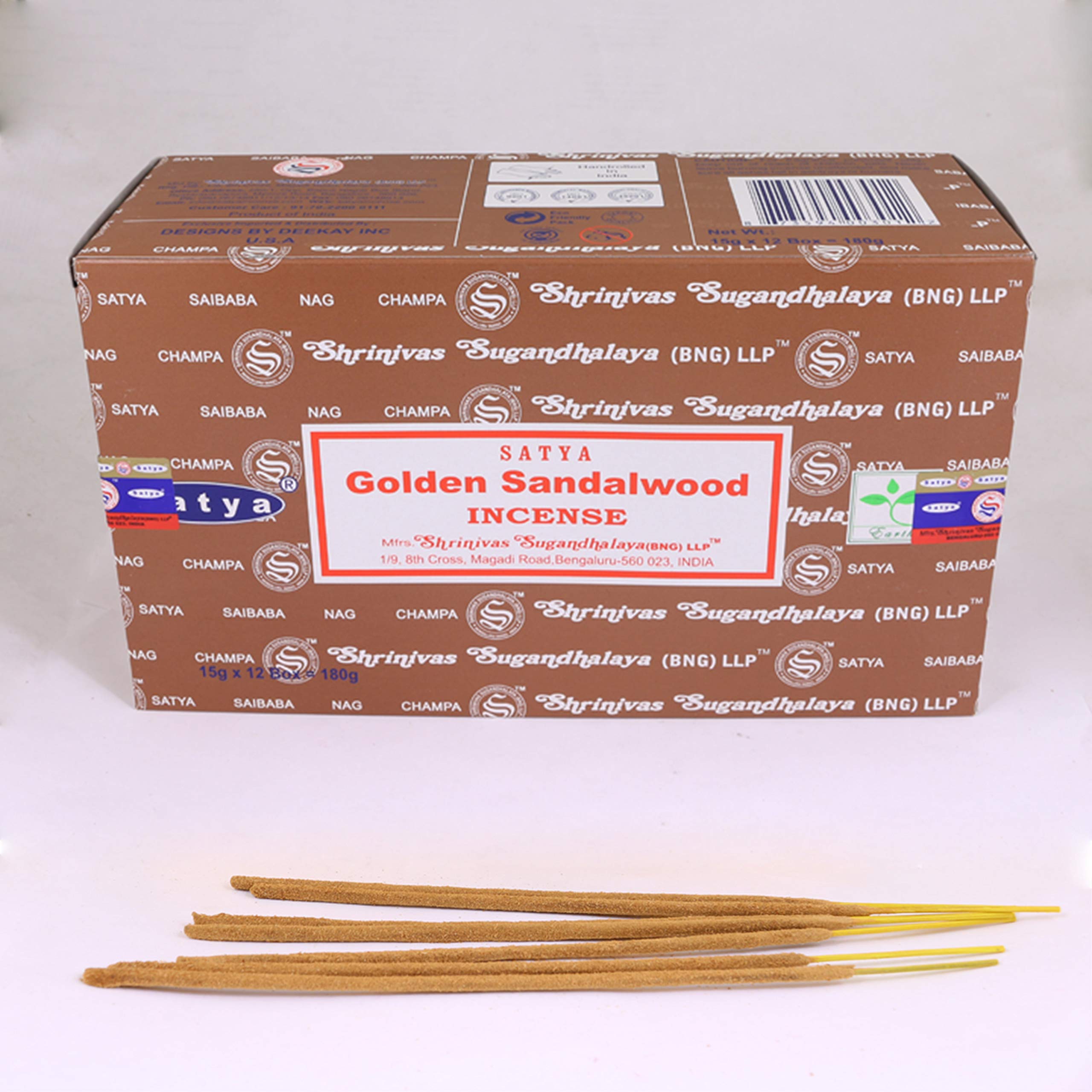 Satya Nag Champa Incense Sticks, 12 Count (Golden Sandalwood)