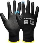 Safety Work Gloves PU Coated, 12 Pairs Seamless Knit Gloves with Polyurethane Coating Working Gloves Excellent Grip for Men & Women, Gardening Gloves, Ideal for General Duty Work (Black, Medium)