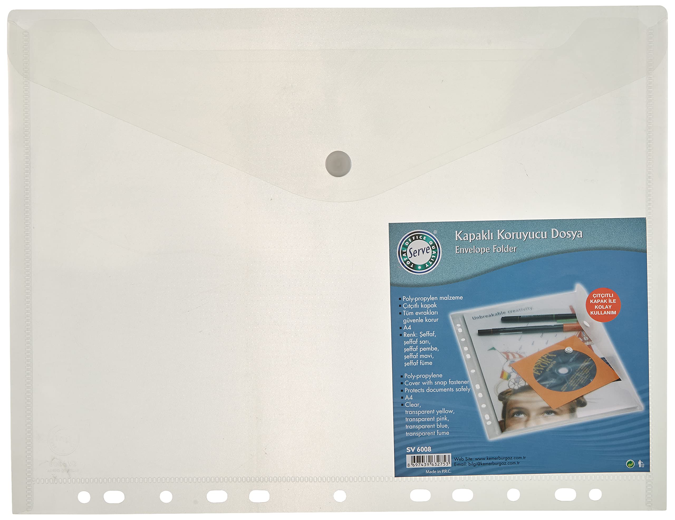 Serve SV-6008-Sef Cartella per busta, Trasparente