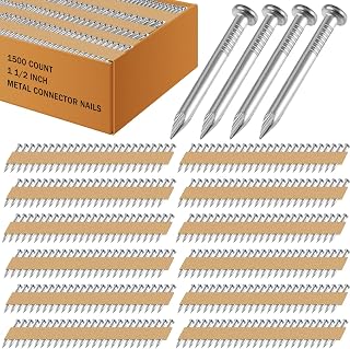 Zonon 1500 Count 1 1/2 Inch Metal Connector Nails Galvanized Joist Hanger Nails 34 Degree Paper Tape Collated Full Round Head Smooth Shank for Metal Connector Nailer (0.131 Inch)