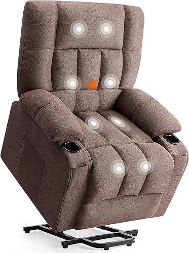Miniatura 10 de Sweetcrispy Silla reclinable de tela, sin masaje, asiento de cine en casa con soporte lumbar, respaldo ajustable, relleno de esponja de alta Beige