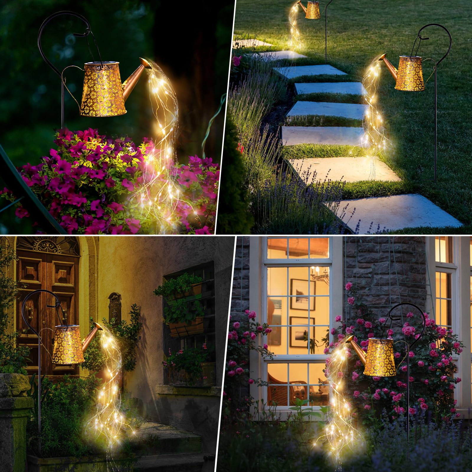 Luce Solare Da Giardino VOOKRY Ad Annaffiatoio In Metallo Retrò - Con 80 LED E Palo A Pastore, Impermeabile Per Esterno - 6