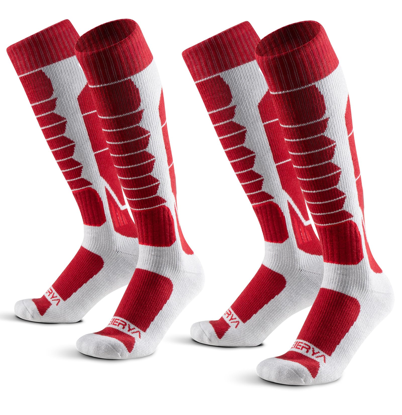 Merino Wool Ski Socks for Men, Women &amp; Youth - Over-the-Calf Full Cushion Thermal Snowboard Socks, Winter Performance