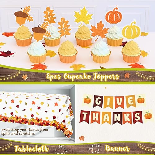 Miniatura 4 de Kit de decoración de fiesta de Acción de Gracias, suministros de fiesta de Acción de Gracias, telón de fondo de calabaza de otoño y otoño, guirnalda