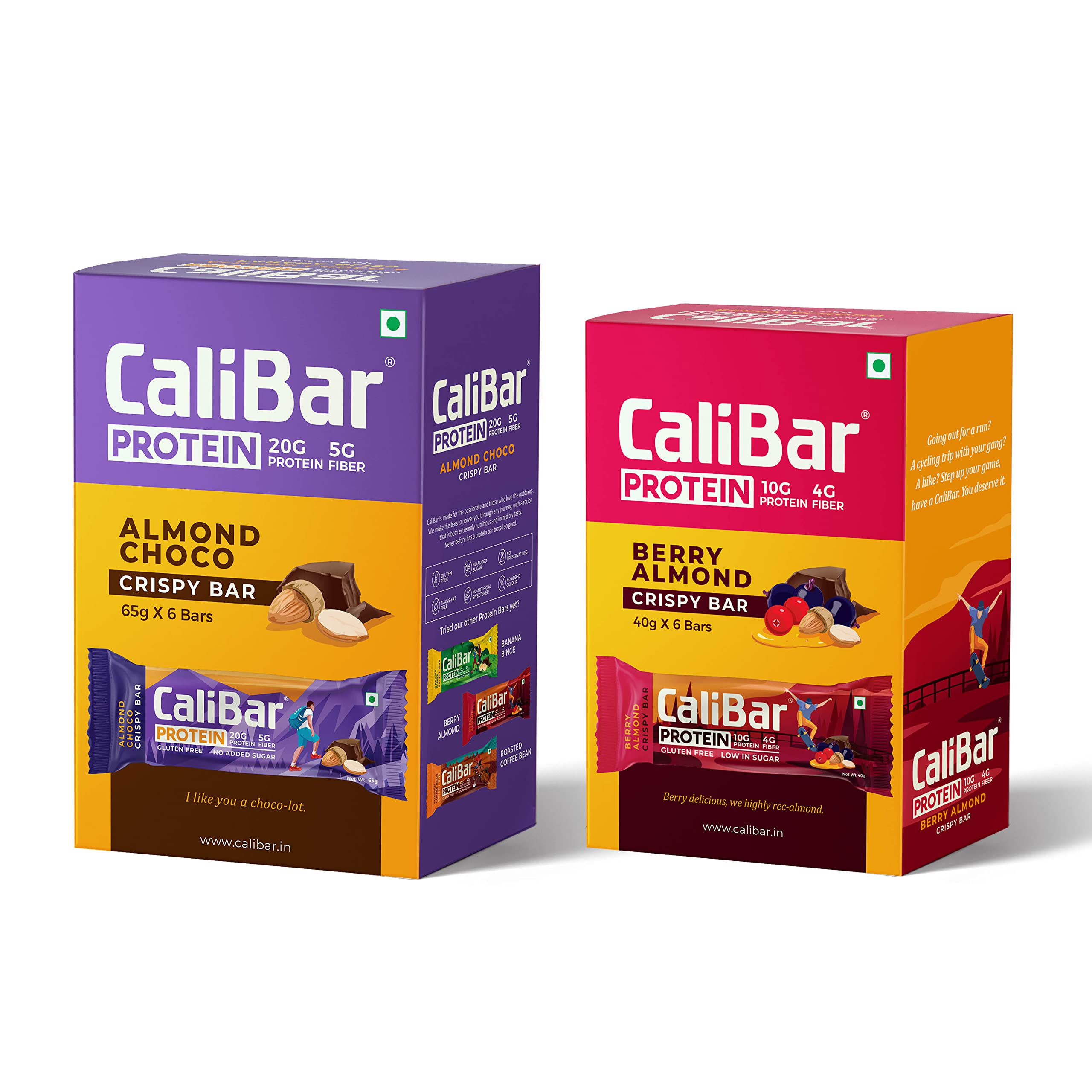 CaliBar 20g & 10g Protein Bar Almond Choco & Berry Almond Crispy Protein Bar Combo - No Added Sugar, Gluten-Free, 4g Fiber, No Preservatives, No Palm Oil & 100% Veg. (12 Bars)-image-15