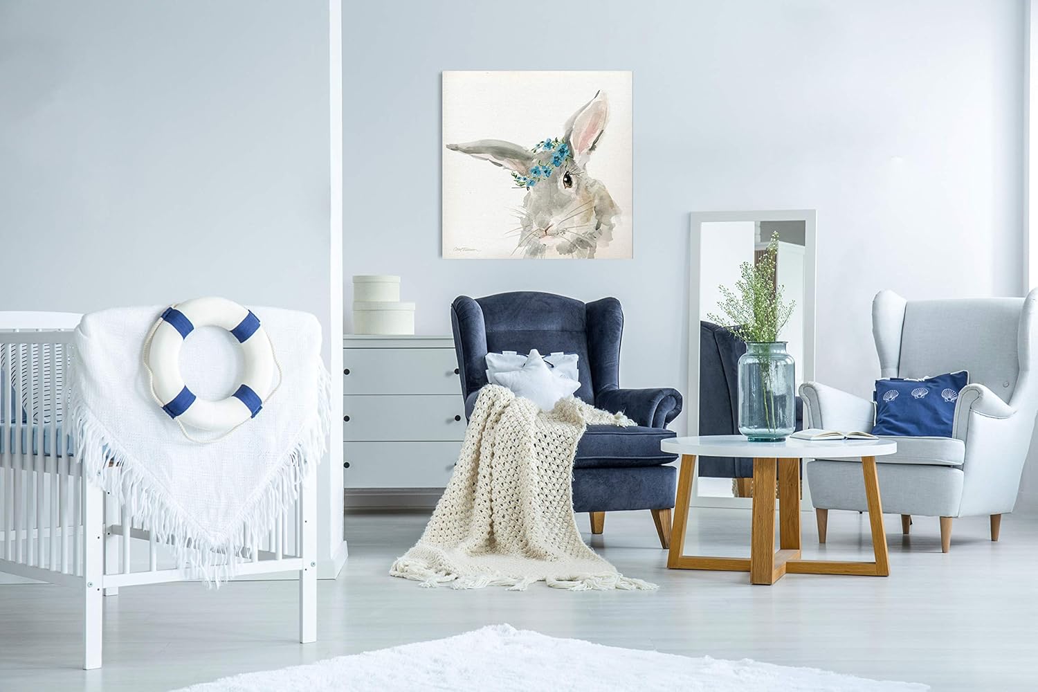Renditions Gallery Glamour Girls Rabbit Animal Decor for Nursery, Kid Room, Playroom, Wall Art, 16X16