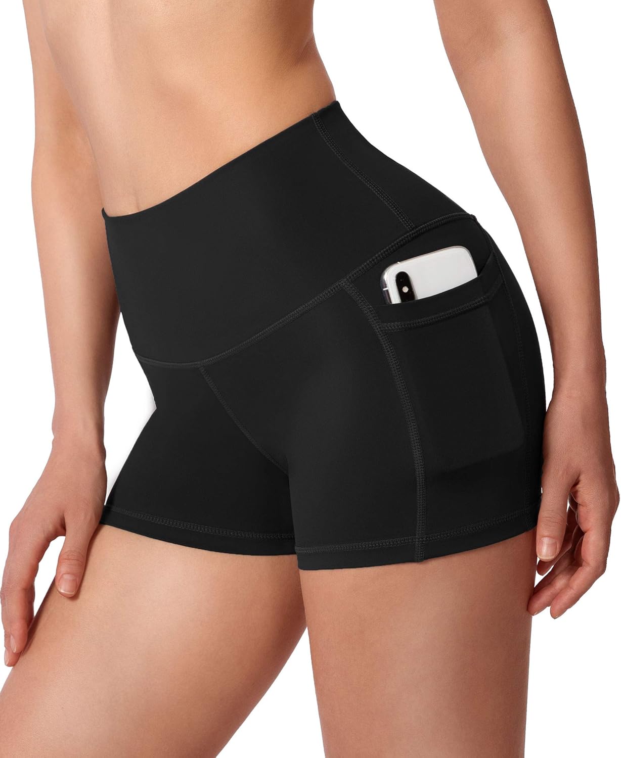 Soothfeel Women's High Waist Yoga Shorts with Side Pockets Tummy Control Running Gym Workout Biker Shorts for Women 5" /3" - Image 2