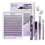 B&Q Venus Lash Clusters Kit Natural Lashes Clusters Wispy Invisible Band Manga Lashes Individual Lashes Bond and Seal Eyelash Extension Kit Easy Removal (Venus Kit-8-18MIX)