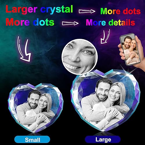 Miniatura 5 de RUIOU Foto de cristal 3D, regalos de cumpleaños personalizados para el día de San Valentín, regalos de cumpleaños para ella, él, mamá, mujeres,