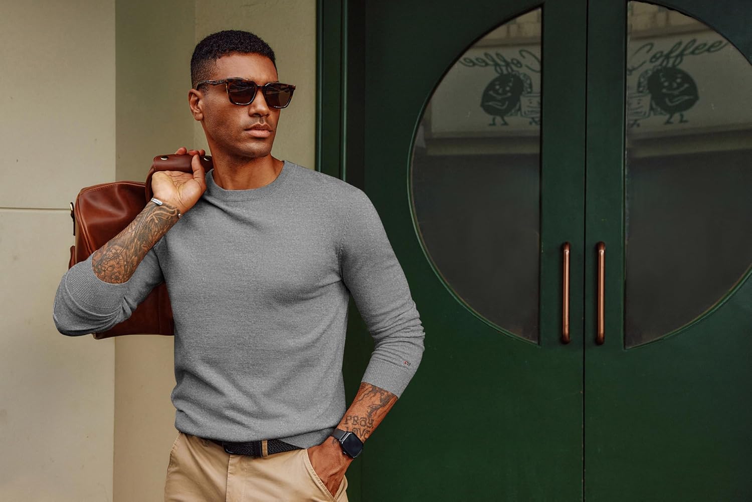 PJ PAUL JONES Men's Sweaters Crewneck Basic Lightweight Wool Blend Knitted Pullover Long Sleeve Shirts for Men - Image 5