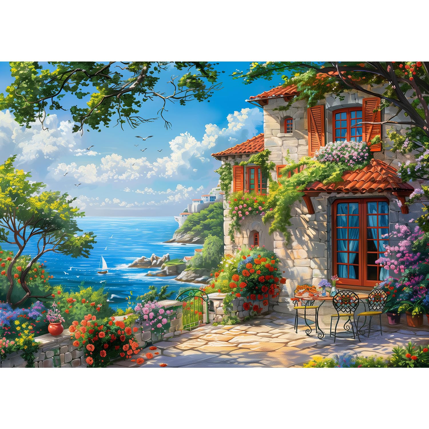 Amazon | MISITU ジグソーパズル 1000ピース パズル 風景 夏 海 空 花