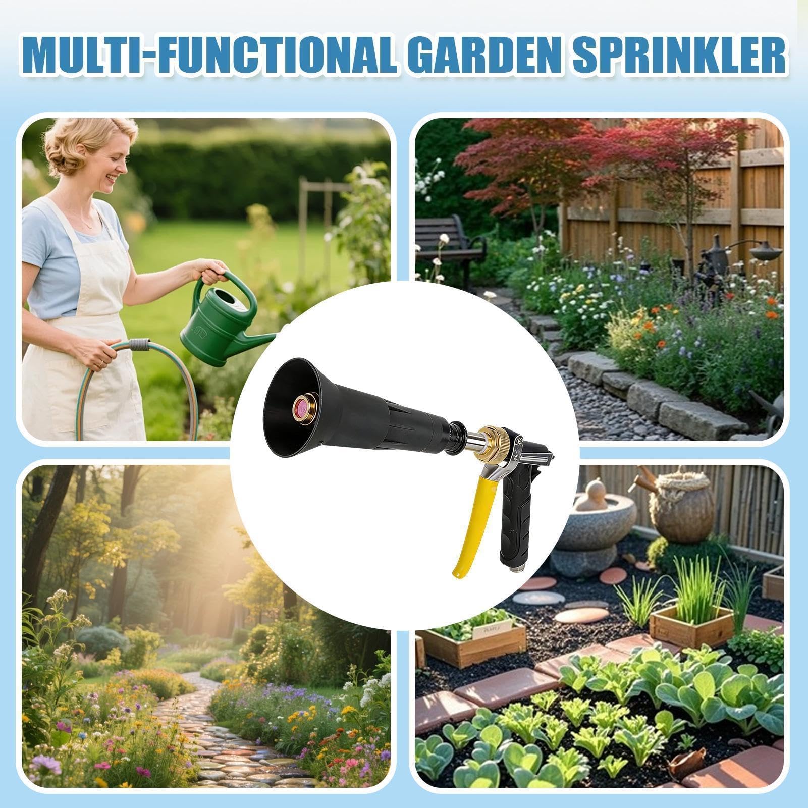 Pulverizador de manguera | 3 modos de pulverización de alta resistencia - Pulverizador de manguera de agua para agricultura, para profesionales, jardineros, césped, árboles, verduras, riego, lavado de