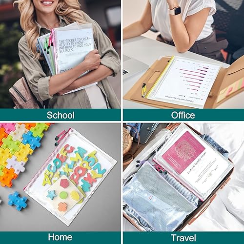 Miniatura 6 de ZYBERIX - 24 bolsas duraderas para organizador de documentos para suministros de oficina, bolsas de plástico impermeables con cremallera para