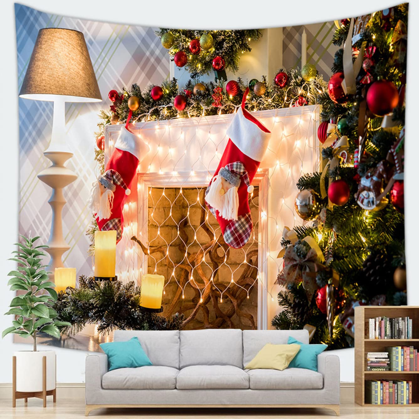 クリスマス タペストリー ツリー もみの木 壁飾り イベント 壁飾り インテリア Amazon.co.jp: [LJKI] クリスマスツリー タペストリー もみの木 B200
