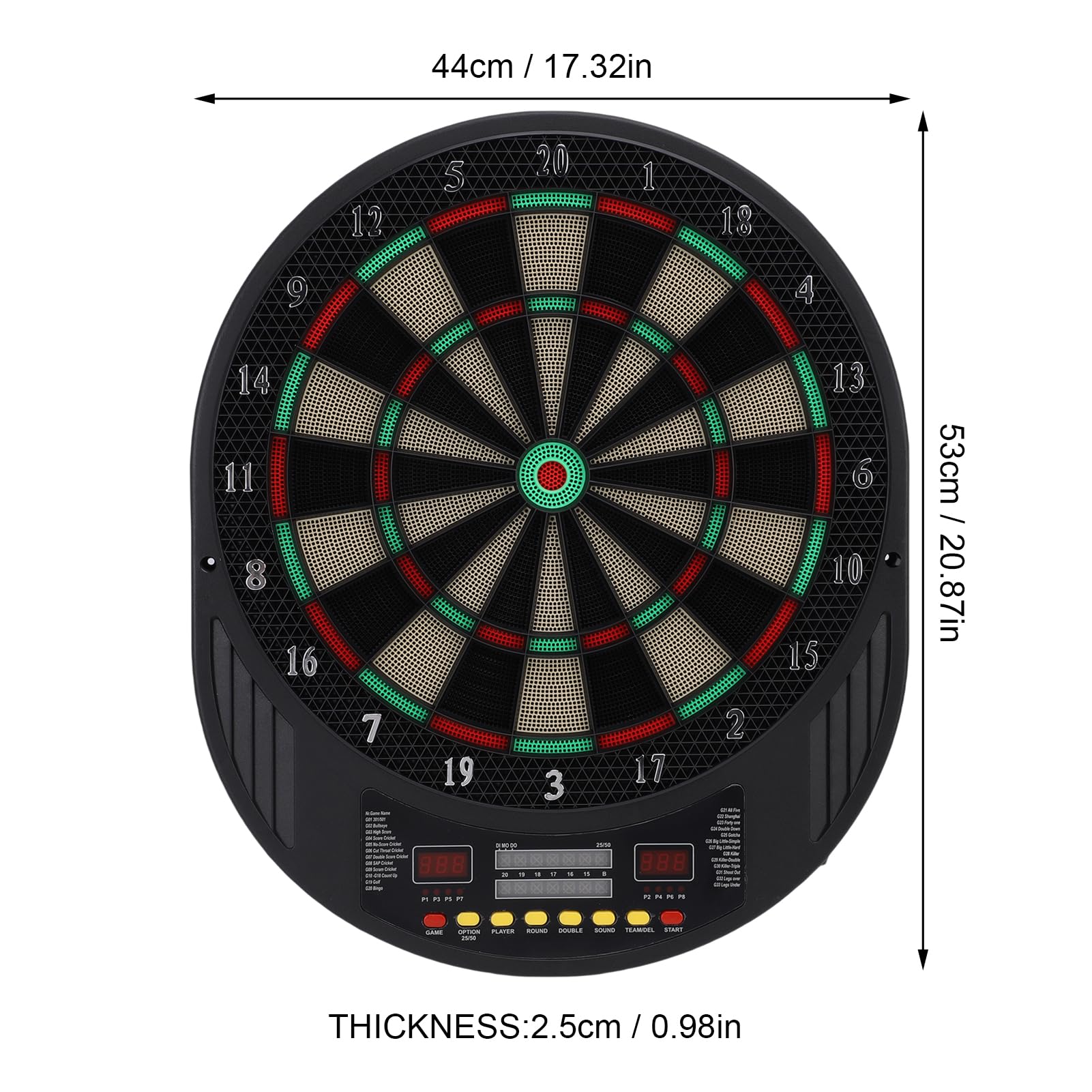 Juego de Diana Electrónica para Dardos con Puntuación Automática y Múltiples Modos de Juego para Diversión Familiar en Interiores Diana de Punta Suave 44x2,5x53cm